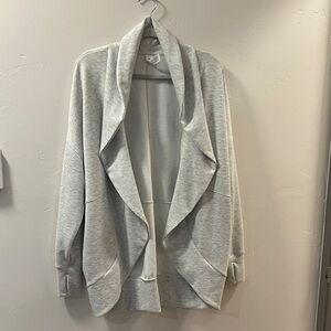 Yogalicious Women’s Light Gray Open Front Cardigan Sweater, Sz-Medium Oversized